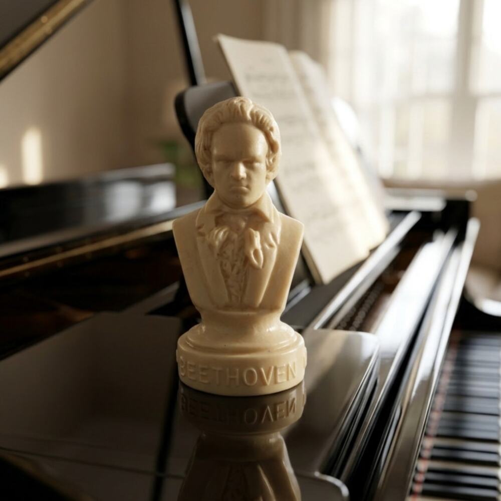 Vintage Halbe Beethoven Plastic Bust | 4.5" Composer Figurine | Piano Gift Decor